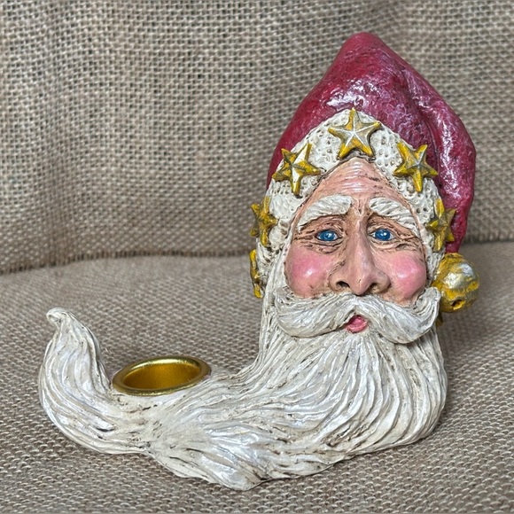 Vintage Other - Vintage Santa Claus Resin Taper Candle Holder Christmas St Nick Rustic Farmhouse